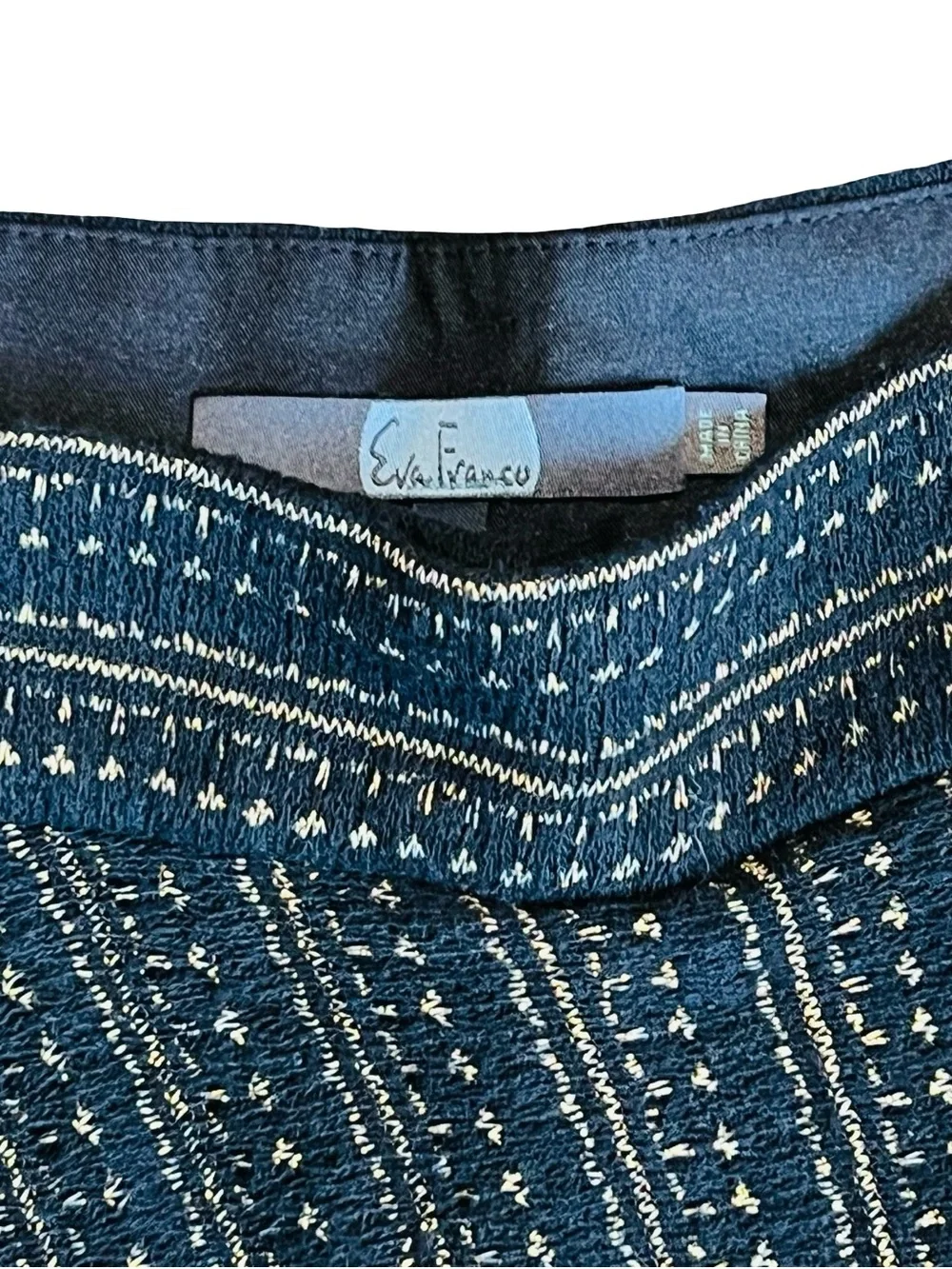 Eva Franco Anthropologie Women’s Sz M Black Wide Leg Pants Gold Stripe High Rise